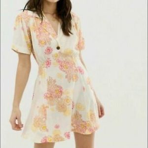 NWT FREE PEOPLE Cream Comb Floral Dress